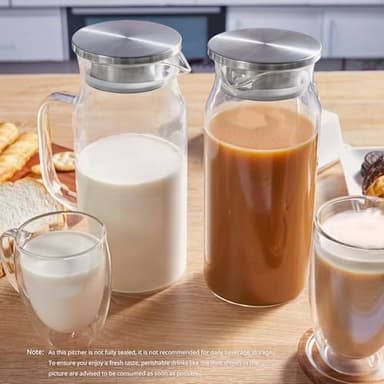Bivvclaz 2 Liter 68 oz Glass Pitcher with Lid and Handle, Glass Carafe for Hot/Cold Water, Large Iced Tea Pitcher for Coffee, Juice and Homemade Beverage - Image 6