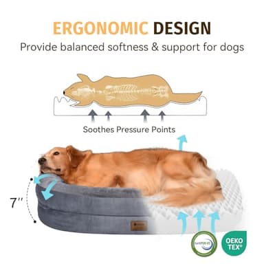 Orthopedic Waterproof Large Dog Bed: Memory Foam Washable Dog Bed with Bolsters - Removable Orthopedic Cover for Medium L XL Large Sized Pet - Non-Slip - Image 3