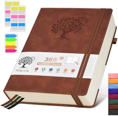 PERCUN A4 Lined Journal Notebook，365 Page Large Leather Journals for Writing Women Men，Hardcover Notebook with 100Gsm Thick Pages for Travel，Work，School，College Ruled, Daily Diary (8.5" x 11.4" - Image 3