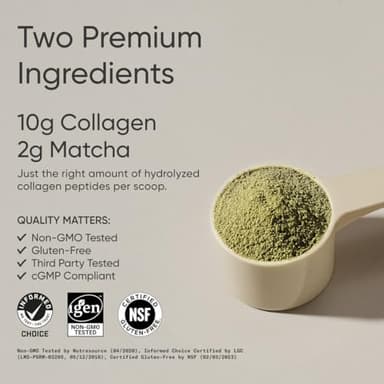 Sports Research Premium Collagen Peptides Powder and Organic Matcha Green Tea - Collagen Powder Protein Supplement with Japanese Matcha and Amino Acids - Gluten Free, Non-GMO, Sugar Free - Image 2