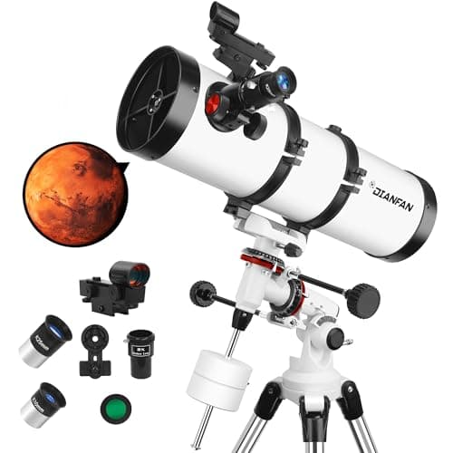 Telescope 150EQ Astronomical Reflector Telescopes for Adults,Professional Manual Equatorial Telescope for Beginners.Comes with 2X Barlow Lens Phone Adapter,Stainless Tripod and Moon Filter - Image 1
