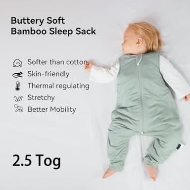 BubblePanda Rayon Made From Bamboo Toddler Sleep Sack with Feet 24-36 Months 2.5 Tog Winter Ultra Soft Warm Baby Sleep Bag Walker 2t-3t Quilted Thick Wearable Blanket with Legs 2-Way Zipper - Image 2