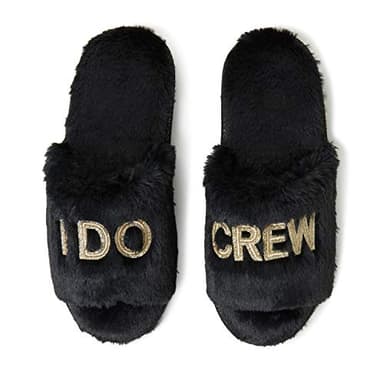 Dearfoams Women's Bride and Bridesmaid Gifts I Do Crew Slippers for Wedding and Bachelorette Party, 𝖨 𝖣𝗈 𝖢𝗋𝖾𝗐 𝖡𝗅𝖺𝖼𝗄, Small - Image 2