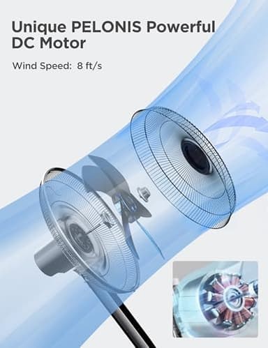 PELONIS 16" Oscillating Pedestal Stand Up Fan | Adjustable Height | Ultra Quiet DC Motor | Remote Control | 12 Speed | 12-Hour Timer | High Energy Efficiency | for Bedroom Home Office Use | Black - Image 5