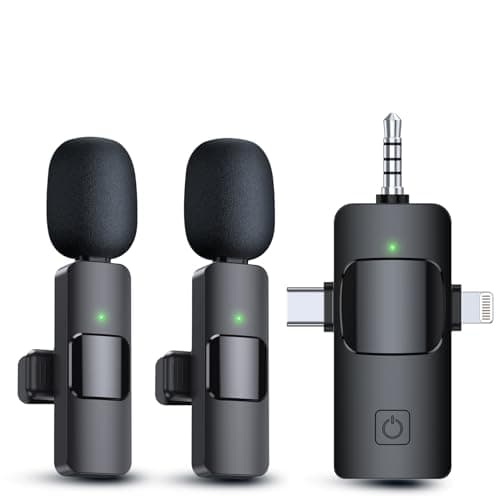 PQRQP 3 in 1 Wireless Lavalier Microphones for iPhone, iPad, Android, Camera, USB-C Microphone, 7-Hour Battery, Mini Microphone with Noise Reduction for Video Recording, Vlog, YouTube, TikTok - Image 1