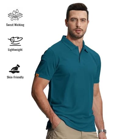 SCODI 5 Pack Mens Polo Shirts Short Sleeve Athletic Golf Polo Shirt for Men Casual Collared Summer Multipack T-Shirts L Black Grey White Teal lightkhaki - Image 2