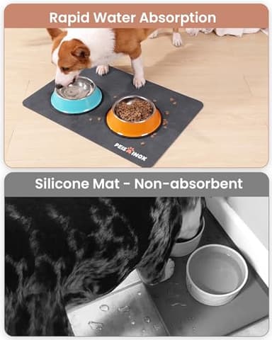 PEISAINOX Cat Dog Food Mat, Rapid Water Absorption Dog Mat for Food and Water,100% Waterproof Cat Dog Bowl Mat, Pet Food Mat for Messy Drinkers to Protect Floors, Pet Accessories Supplies - Image 3