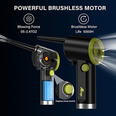 Compressed Air Duster, Electric Air Duster, Handheld Cordless Air Duster, Stepless Speed Motor, 6000mAh Rechargeable Air Blower, Type-C Fast Charge, for Computer, Keyboard, Pet House… - Image 2