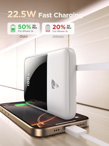 Aioneus Portable Charger, 10000mAh Power Bank 22.5W Fast Charging Portable Charger with Built in Cable Battery Pack USB C Travel Charger for iPhone11 12 13 14 15 16 Samsung GalaxyS24 S23 Android(1 Pk) - Image 6