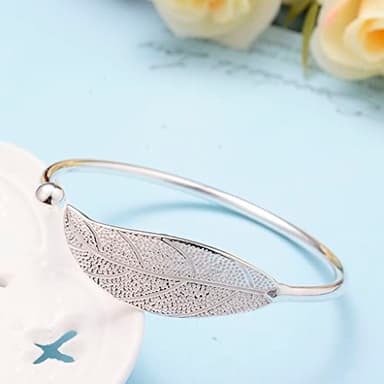 Sterling Silver Bangle Bracelets for Women, Mothers Day Gifts for Mom, Handmade Cuff Bracelet Jewelry, Birthday Gifts for Women (Silver-7) - Image 3