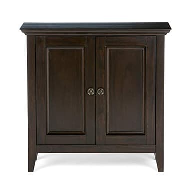 SIMPLIHOME Amherst 32-inch Wide Solid Wood Transitional-Style Low Storage Cabinet in Hickory Brown for Living Room, Entryway, or Dining Area with Adjustable Shelves - Image 7