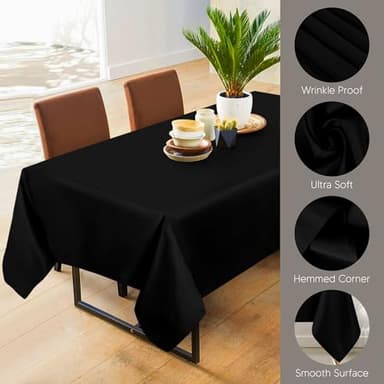 Utopia Kitchen 1 Pack 6 Foot Rectangle Table Cloth [90x132 Inches, Black] Stain and Wrinkle Resistant Tablecloth Washable Polyester Cover for Dining, Buffet Parties, Picnic and Weddings - Image 4