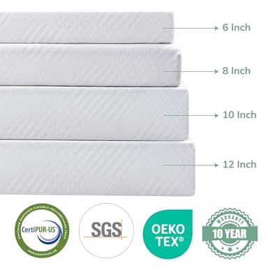 EGO 6 Inch Twin Mattress - Green Tea Memory Foam, Cooling Gel, Fiberglass-Free, CertiPUR-US Certified, for Kids, Bunk Beds, Trundle & Daybeds - Image 6