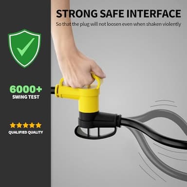 POWGRN 30 Amp to 30 Amp RV Generator Adapter Cord 1FT(12 Inch), NEMA TT-30 Male Plug to NEMA L14-30 Female Plug, 3 Prong Heavy Duty Power Cord, 10 Gauge STW, 30A 125V/250V, Black-Yellow, ETL Listed - Image 4