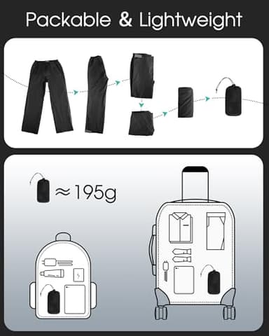 33,000ft Packable Rain Pants for Women Waterproof Pants Lightweight Rain Over Pants Outdoor Windproof Pant for Golf Hiking Black - Image 5