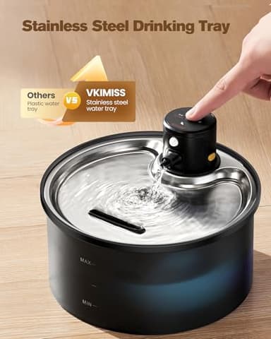 Battery Operated Cat Water Fountain: Wireless Pet Fountain with Filter - 108oz/3.2L Cordless Cat Dispenser with Motion Sensor Rechargeable Automatic Drinking Fountains for Cats Indoor - Plastic Model - Image 6