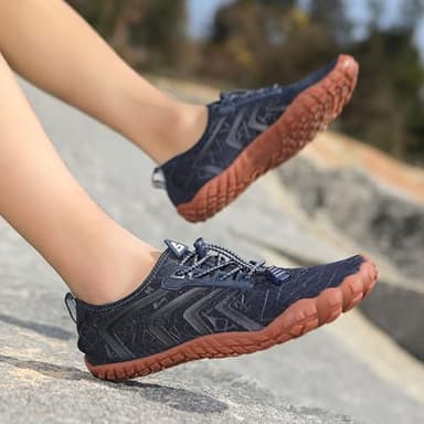 UBFEN Water Shoes Aqua Swim Shoes Mens Womens Beach Sports Quick Dry Barefoot for Boating Fishing Diving Surfing Blue Brown Color Size US 11 Women 9.5 Men - Image 4