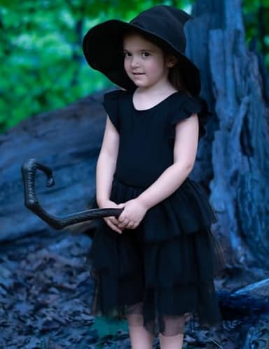 Arshiner Toddler Tutu Dress Girls Fluffy Summer Dresses Casual Black Funeral Tulle Sundress for Kids 7-8 Yeasr - Image 2