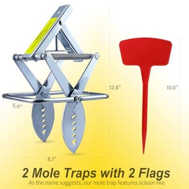 Mole Trap Scissor 2 Pack, Upgraded Mole Traps for Lawns That Kill Best, Galvanized Steel Mole Killer, Easy Step Setup - Image 2