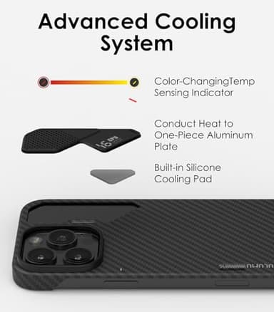 Aulumu A16 Aramid Fiber for iPhone 16 Pro Max Case | 1500D Ultra Slim Woven | Real Cooling | Compatible with MagSafe - Image 4