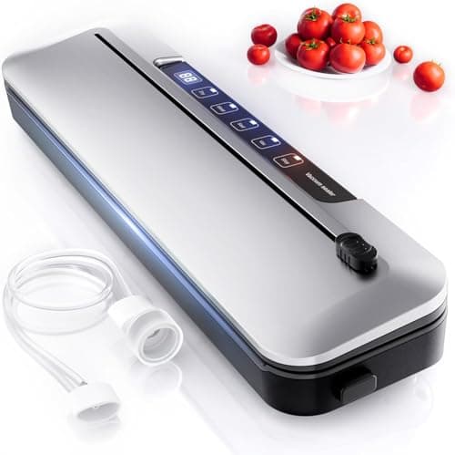 Vacuum Sealer machine,75 Kpa Precision Suction Power 6-in-1 Food Sealer with Digital Timer, Dry & Moist Food Modes, Compact Design with 10 Vacuum Bags & Built-in Cutter - Image 1