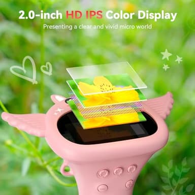 Hideal HP40 Microscope for Kids [Easy and Fun] 2" IPS Portable Handheld Kids Microscope Miniscope, Pocket Mini Scope Educational Science Kit, Birthday Easter Gifts for Kids, PC View, Pink - Image 4