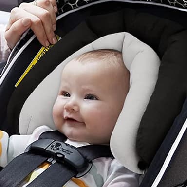 Pro Goleem Car Seat Head Support Infant, Soft Infant Car Seat Insert, 2 in 1 Carseat Head Support for Newborn, Perfect for Car Seat, Stroller, Swing, Bouncer, Gray and Black - Image 2