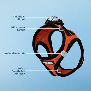 Best Pet Supplies Voyager Step-in Air Harness - All Weather Mesh, Reflective, No Pull Harness for Dogs, Cats - Secure with Hook & Loop Fastener, Buckle, Double D-Rings - Orange/Black Trim, XXXS - Image 4