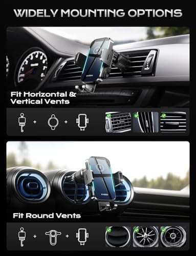 CHGeek Wireless Car Charger, 15W Fast Charging Car Phone Holder Charger Auto-Clamping Air Vent Car Phone Mount with Blue LED Backlit for iPhone 16 15 14 13 12, Samsung S24 S23 S22, etc - Image 2