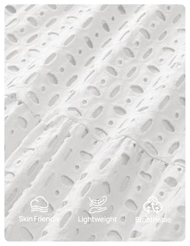 ZESICA Women's 2025 Fall Long Sleeve Maxi Dress V Neck Hollow Out Eyelet A Line Long Flowy Casual Party Dresses White Medium - Image 5