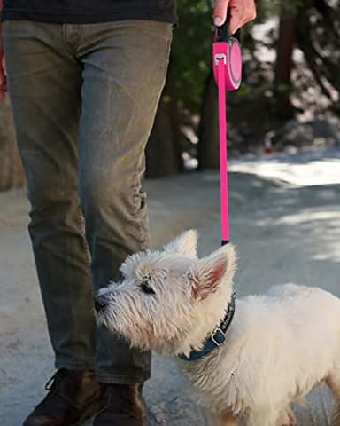 Taglory Retractable Dog Leash, 16ft No Tangle Leash Retractable for Small Medium Dogs Up to 44 lbs, One-Handed Brake, Pause, Lock, Pink - Image 2