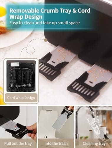 Gevi Toaster 4 Slice,Led Display Touchscreen Bagel Toaster with Dual Control Panels of Bagel/Reheat/Defrost/Cancel/Toasting One Slice/Longer Function,6 Shade Setting - Image 8