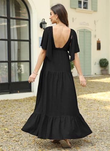 Kikibell Womens Dresses Summer FP Dress Dupes Modest Dresses for Women Long Dress with Sleeves Maxi Summer Dresses Black XS - Image 4