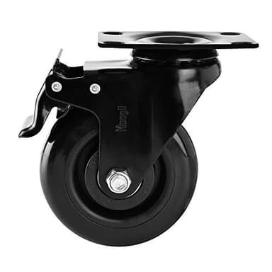 Moogiitools 4" Swivel Rubber Caster Wheels with Safety Dual Locking Heavy Duty 1800lbs Casters Set of 4 Black (All with Brake) - Image 7