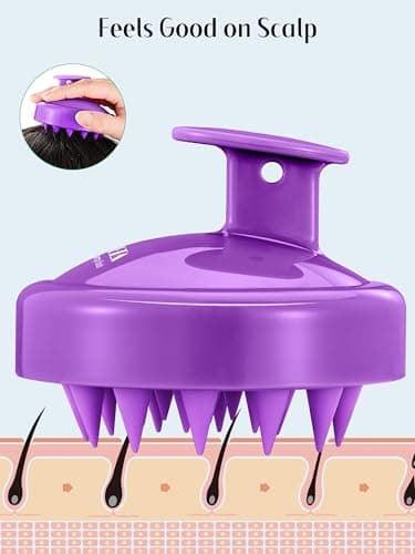 HEETA Scalp Massager Hair Growth 2-Pack, Soft Silicone Scalp Scrubber Shampoo Brush for Exfoliation Dandruff Removal Head Massage Stress Relax, Wet & Dry Use for Women Men Thick Thin Curly Hair Care - Image 3