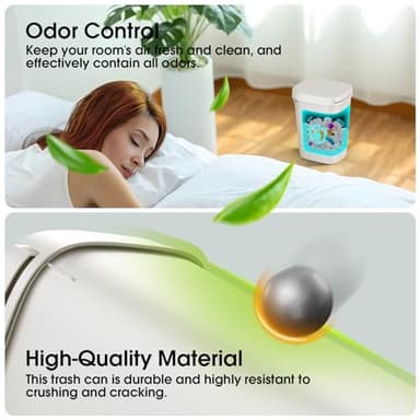 CEROELDA 3 Pack Bathroom Trash Can with Lid, 10L/2.6 Gal Small Garbage Can with Press Top Lid, Slim Plastic Waste Basket for Toilet, Office, Bedroom (Muti 1, 3 Pack) - Image 5