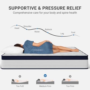 Avenco 10 Inch King Mattress, Individual Pocket Spring King Size Mattresses for Pressure Relief & Motion Isolation, CertiPUR-US Certified, Small Box - Image 6