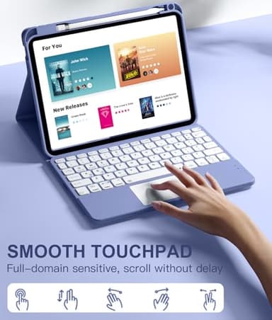 Harvopu Compatible for iPad 11th 10th Generation Case with Keyboard, Folio Cover with Pencil Holder, Multi-Touch Trackpad, 7 Color Backlit, Detachable Keyboard for iPad (A16) 11th/10th Gen (Blue) - Image 3