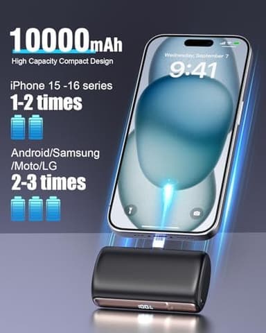 10000 mAh Mini Portable Charger Power Bank Upgraded Large Capacity USB C Fast Charging LCD Display Compatible with iPhone 17/16/15 Series/Android Samsung Moto LG etc - Image 6