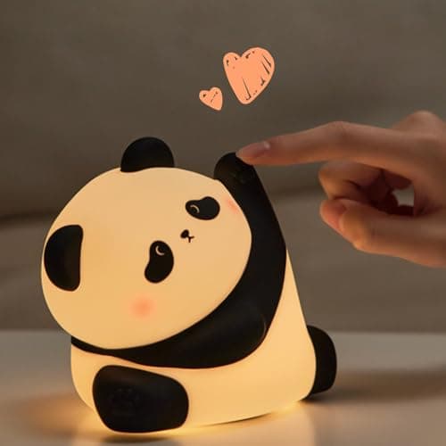 Panda Night Light, Rechargeable 3 Level Dimmable LED Squishy Nursery Nightlight, Food Grade Silicone Animal Night Lamps Cute Bedside Touch Lamp for Breastfeeding Toddler Baby Kids Gifts Decor - Image 1