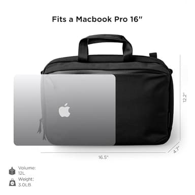 ALPAKA Elements Tech Brief Pro 12L -3-in-1 Recycled Fabric Laptop Briefcase Backpack for 16" Laptop, Anti-Theft Secure with Luggage Pass-Through, Water-Resistant, Fits Tech & Business Essentials,Black - Image 2