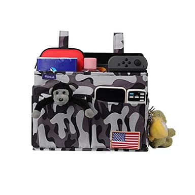 Surblue Bedside Caddy Hanging Bed Organizer Storage Bag Pocket for Bunk and Hospital Beds, College Dorm Rooms Baby Bed Rails, Wheelchair Side Bag, Camp Chiars, 4 Pockets and 2 Hooks (Small City) - Image 3