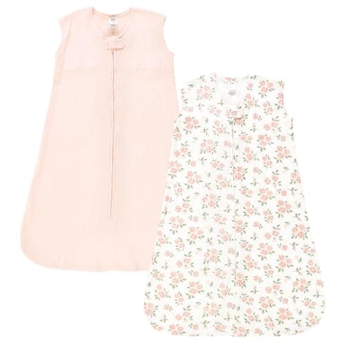 Hudson Baby Infant Girl Thermal Sleeveless Sleeping Bag 2pk, Soft Pink Sage Rose, 0-6 Months - Image 1