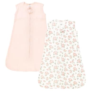 Hudson Baby Infant Girl Thermal Sleeveless Sleeping Bag 2pk, Soft Pink Sage Rose, 0-6 Months - Image 1