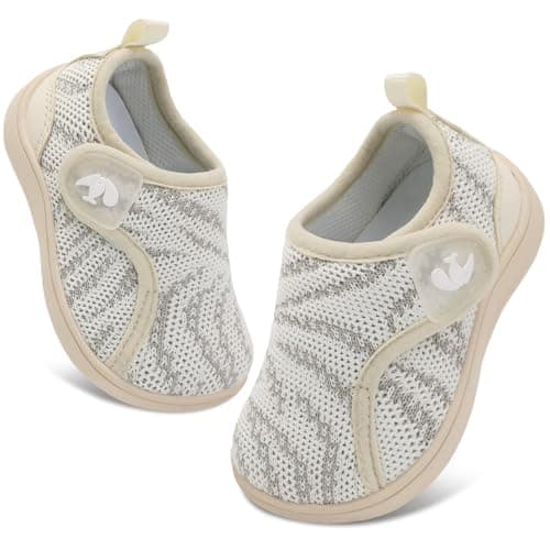FEETCITY Baby Girls Shoes Wide Toe Box Baby Sneakers First Walking Shoes Infant Barefoot Shoes Infant Sneakers 12-18 Months - Image 1
