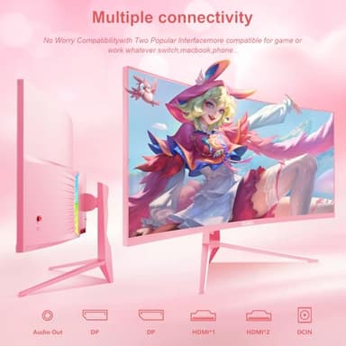 DJiEX 34 inch Pink Ultrawide Curved Computer Gaming Monitor 165Hz UWQHD 3440x1440,1500R -PIP,1ms (MPRT),HDR, 300nits, sRGB99%,FreeSync,HDMI2.0(TMDS) x2,DP1.4 x2,Eye Care,Support Wallmount 75x75mm - Image 9