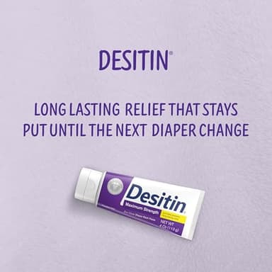 Desitin Maximum Strength Baby Diaper Rash Cream, 40% Zinc Oxide, Hypoallergenic No Added Parabens & Dyes, Protects & Relieves Baby’s Skin for Up to 12 Hours, Prevents Diaper Rash, 4.8 oz Tube - Image 2