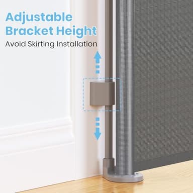 HAMOPY Retractable Baby Gate, 33" Tall, Extends up to 55" Wide, Durable Auto-Lock Baby Gate for Stairs, Mesh Dog Gate and Child Safety Gates for Doorways, Hallways, Indoor, Outdoor(Grey) - Image 5