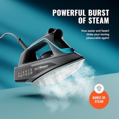 Pursteam SteamBurst+ 1750W Steam Iron, Ceramic Soleplate, Adjustable Steam, Burst of Steam, Self-Clean, Anti-Calc, Anti-Drip, Powerful & Long-Lasting Steam for All Fabrics - Image 4