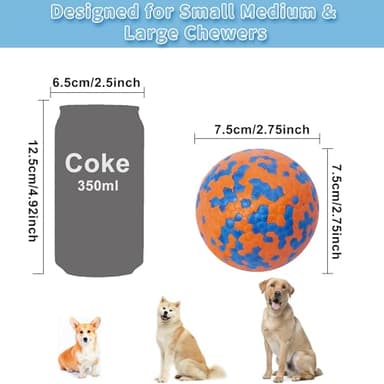 CyperGlory 2 Pack Indestructible Dog Tennis Balls for Aggressive Chewers: Interactive Pet Toys, Herding and Jolly Ball for Dogs, Durable, Bouncy, and Water Toy Fetch Balls (White, Orange) - Image 6
